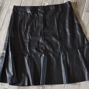Cato Chic Black Faux Leather A-Line Skirt